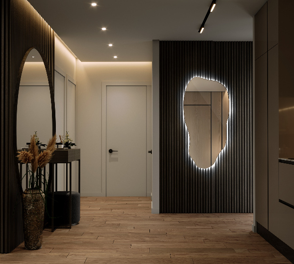 organic shape led backlit mirror stylish 40x80 cm