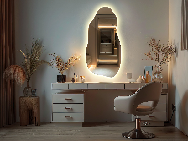 organic shape led backlit mirror stylish 40x80 cm