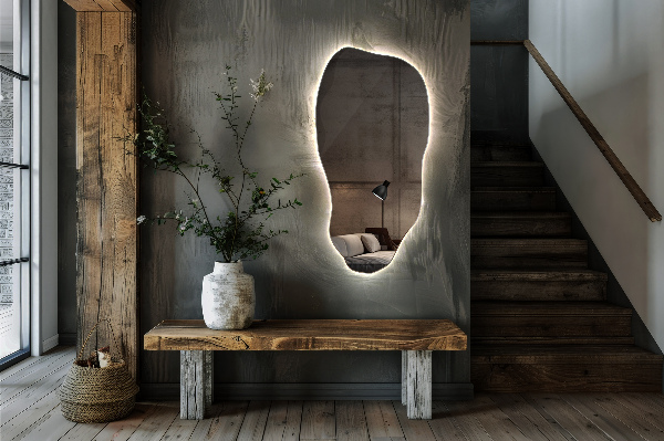 organic mirror with led lights modern 50x100 cm