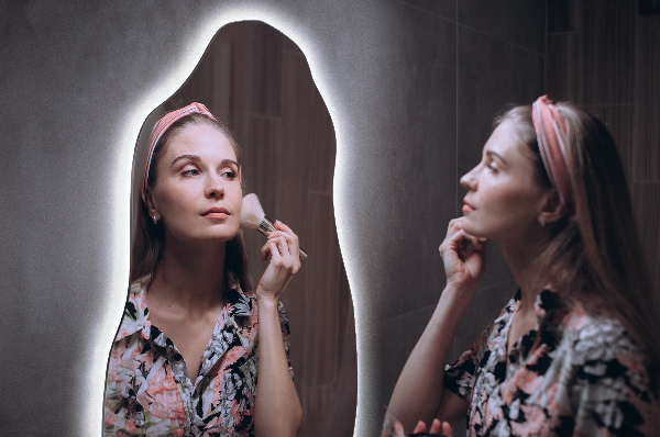 organic mirror with led lights modern 50x100 cm