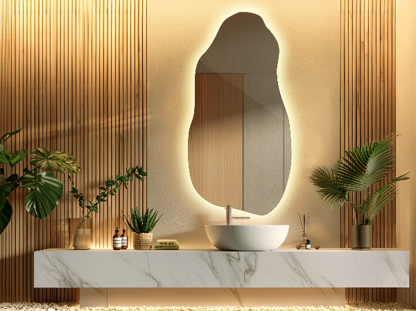 organic mirror with led lights modern 50x100 cm