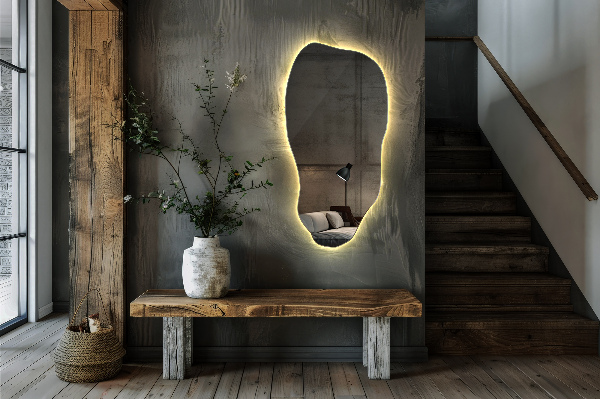organic mirror with led lights modern 50x100 cm