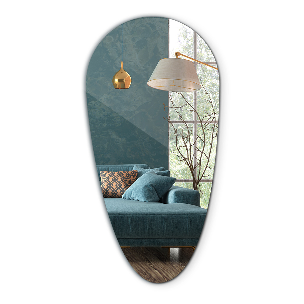 Teardrop shaped mirror without frame 35x70 cm