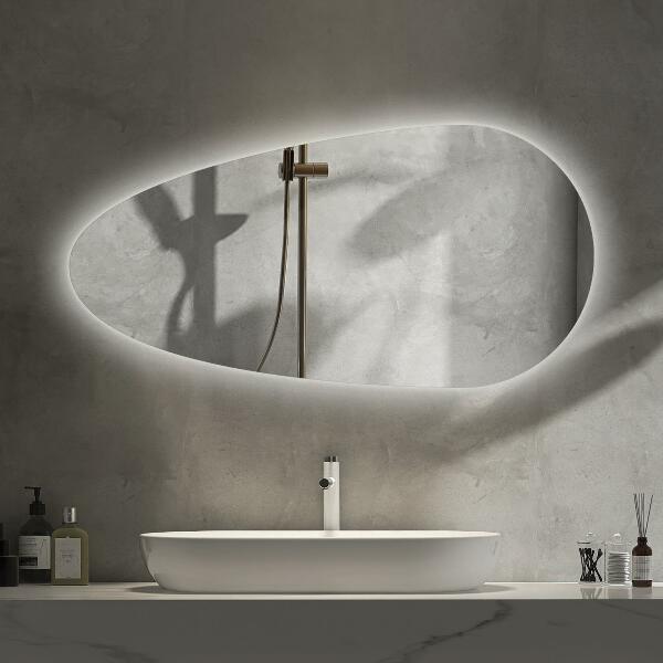 Led tear shaped wall mirror 40x80 cm