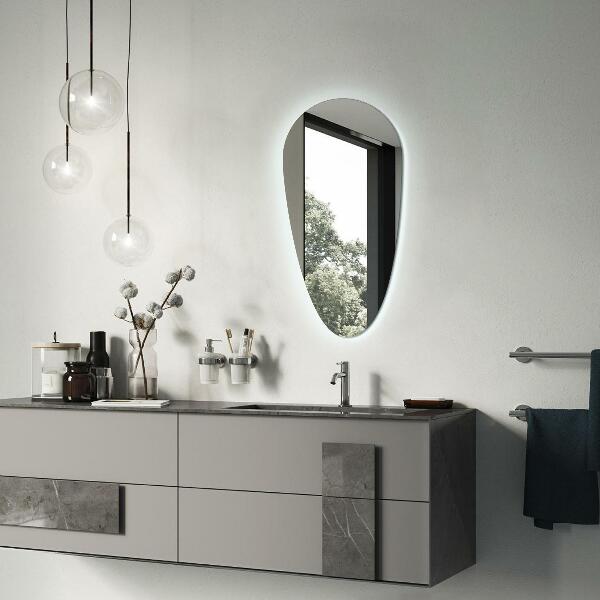 Led bathroom mirror drop shape 45x90 cm
