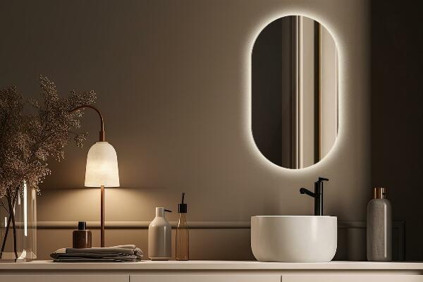 Led light mirror oval 58x100 cm