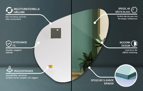 Organic shaped mirror frameless 48x48 cm