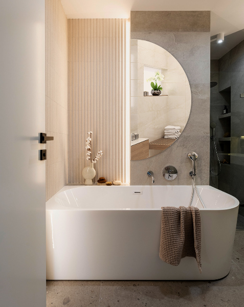 Half round mirror without frame 40x80 cm