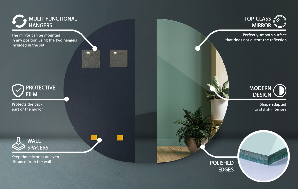 Modern half mirror without frame 50x100 cm