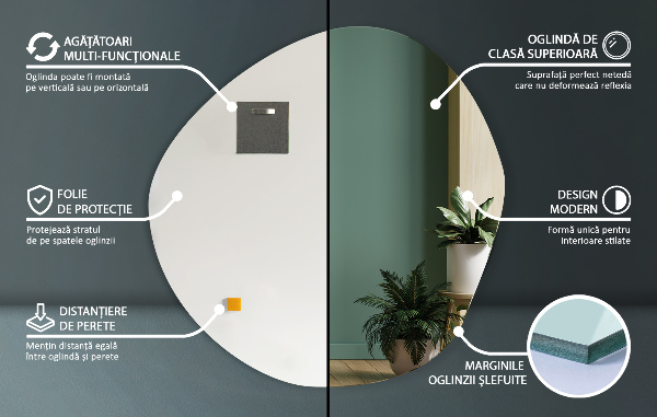 Organic frameless mirror 67,6x67 cm