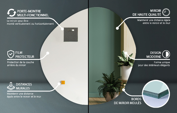 Irregular shaped mirror without frame 86,9x86,2 cm