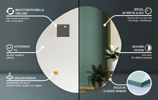 Irregular shaped mirror without frame 86,9x86,2 cm
