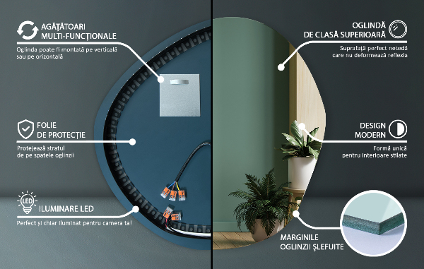 Irregular led mirror 48x48 cm