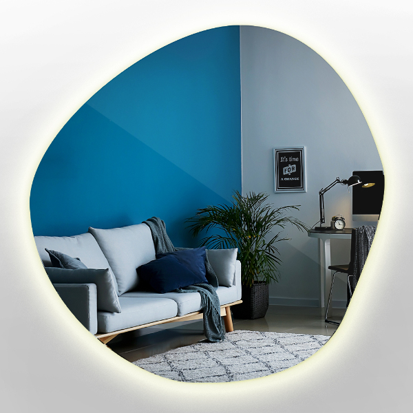 Asymetric led light mirror 77x77 cm