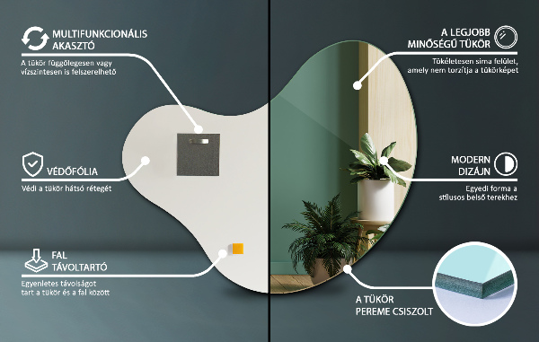 Mirror irregular shaped without frame 58x58 cm