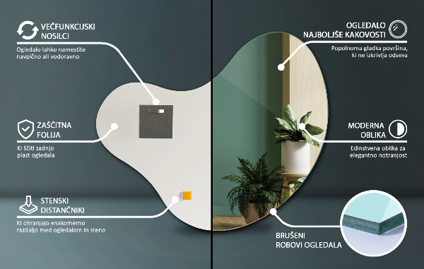 Mirror irregular shaped without frame 58x58 cm