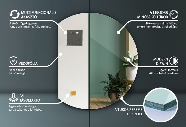 Semicircle mirror 74x90 cm