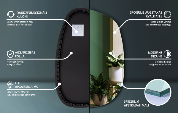 Irregular led mirror 49x34 cm
