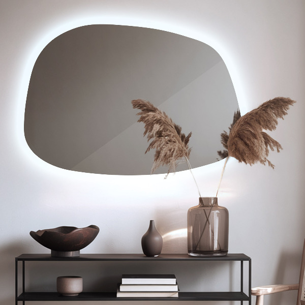 Irregular shaped lighted mirror 55x38 cm