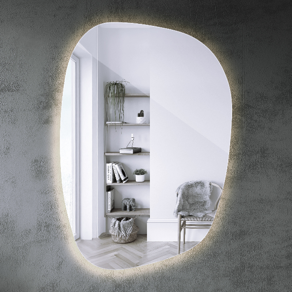 Irregular shaped lighted mirror 55x38 cm