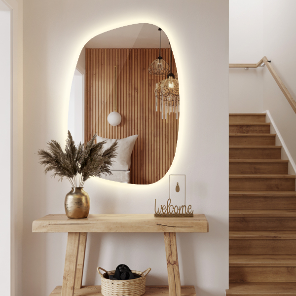 Irregular shape led mirror 68x47 cm