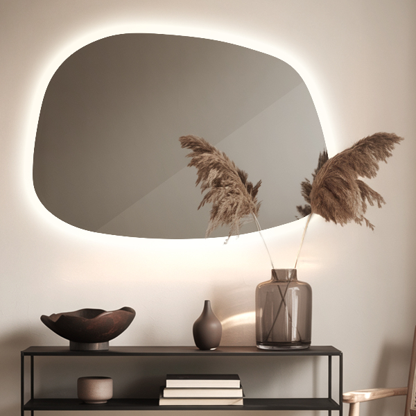 Asymetric led light mirror 79x57 cm