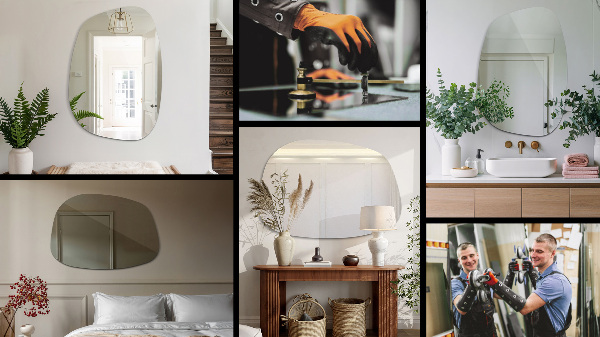 Irregular mirror splash shaped 22x15 in (55x38 cm)