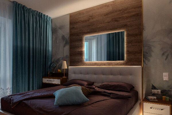 Modern rectangle mirror with lights 70x50 cm