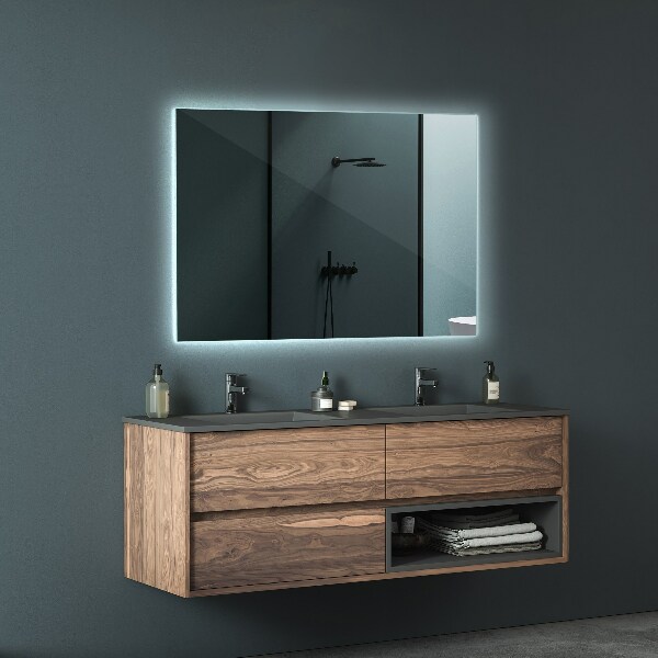 Modern rectangle mirror with lights 70x50 cm