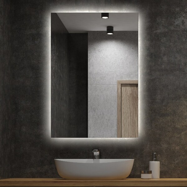 Rectangular light up bath mirror 100x70 cm