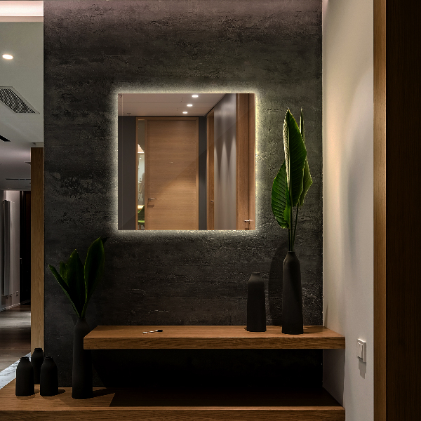 Rectangular bathroom mirror with lights 50x50 cm