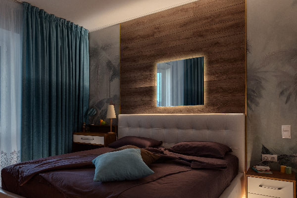 Rectangular bathroom mirror with lights 50x50 cm