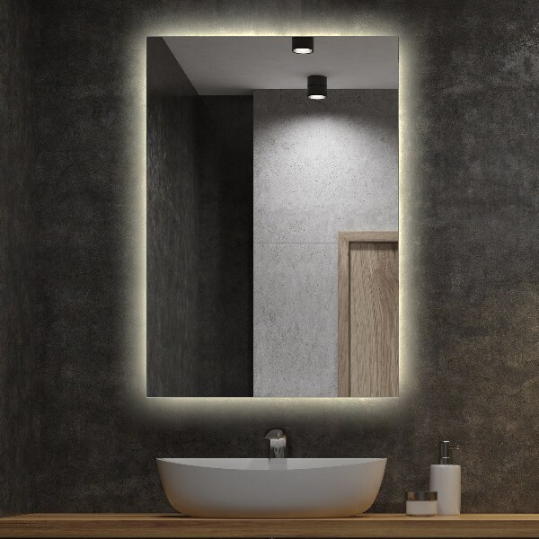 Rectangular bath mirror with lights 70x50 cm