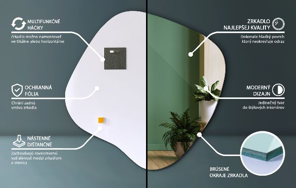 Splat shaped asymmetrical mirror original 23x23 in