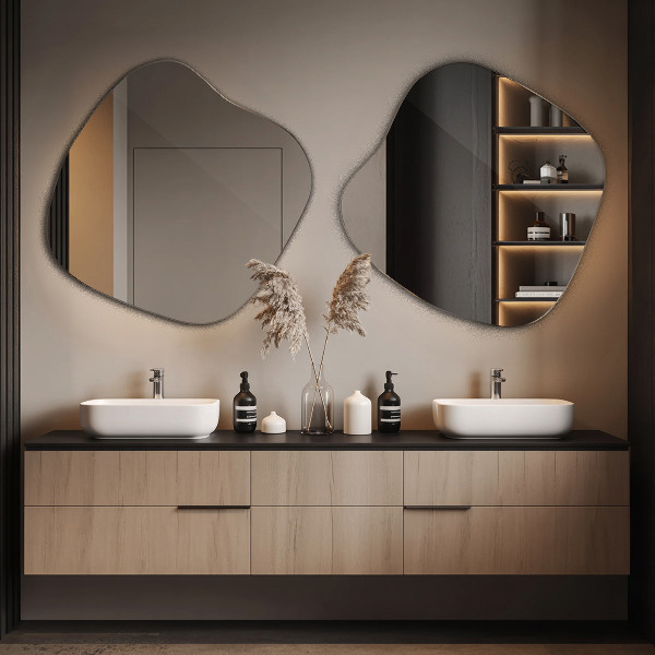 Splat shaped asymmetrical mirror original 23x23 in