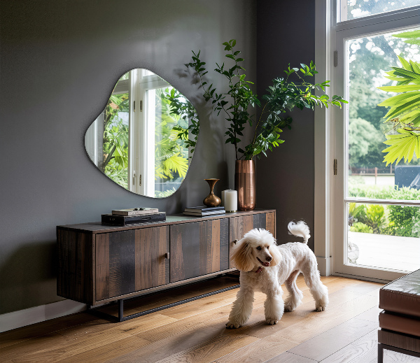 Splat shaped asymmetrical mirror original 23x23 in