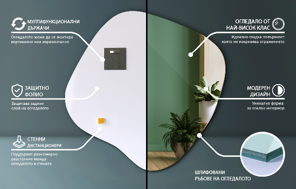 Splat shaped asymmetrical mirror original 27x26 in