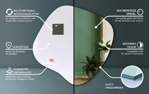 Splat shaped asymmetrical mirror original 30x30 in