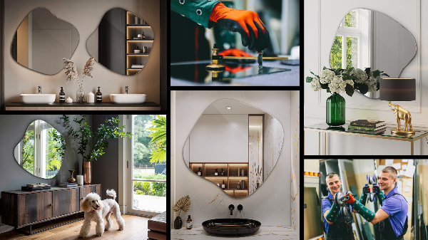 Splat shaped asymmetrical mirror original 30x30 in