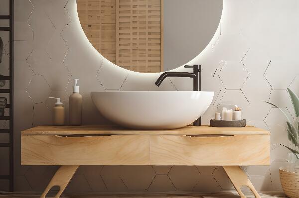 Led semi-circular mirror 30x60 cm