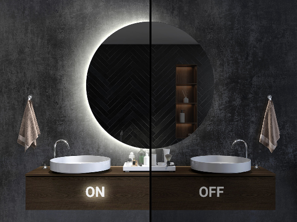 Led semi-circular mirror 30x60 cm