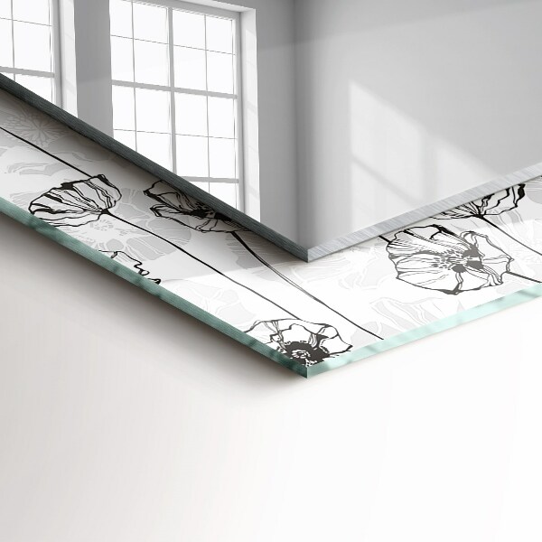 Wall mirror decor Monochrome drawing of flowers