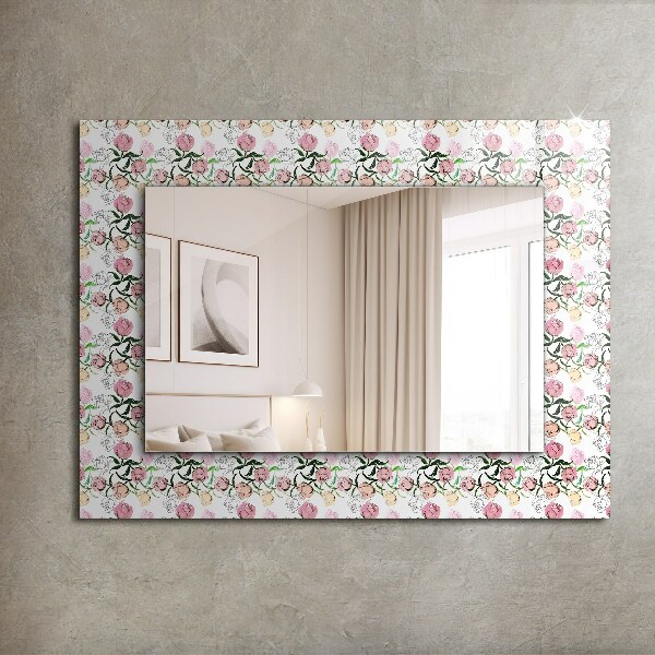 Mirror frame with print Floral motifs