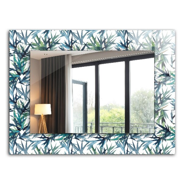 Wall mirror decor Bamboo leaves in watercolour