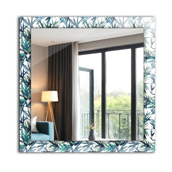 Wall mirror decor Bamboo leaves in watercolour