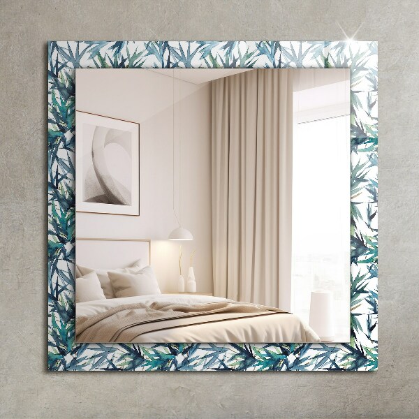 Wall mirror decor Bamboo leaves in watercolour