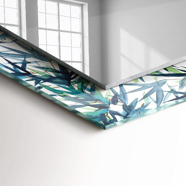 Wall mirror decor Bamboo leaves in watercolour