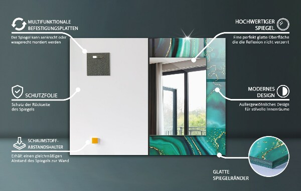 Mirror frame with print 3D motifs