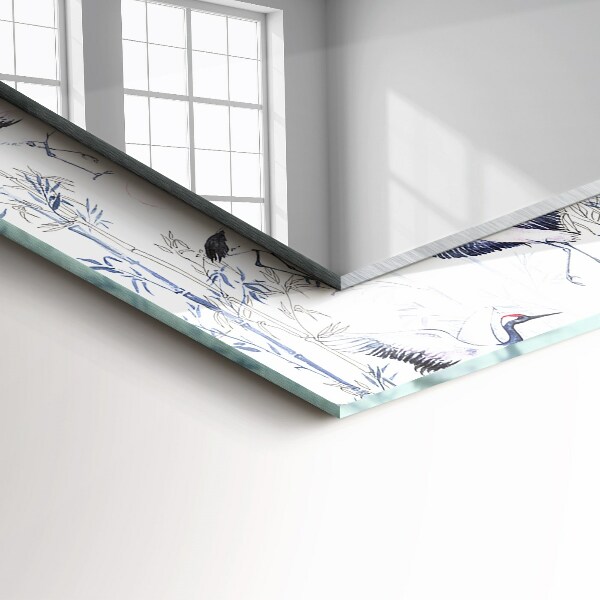 Decorative mirror Cranes and bamboo