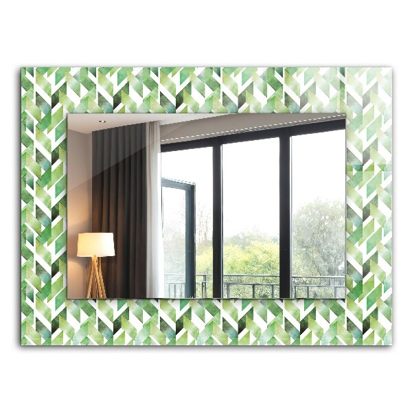 Wall mirror decor Green geometric pattern